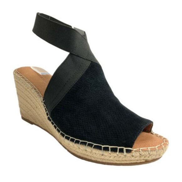Gentle Souls Sandals Women Size 9.5M Black Espadrille Colleen Open-toe Wedge - Picture 1 of 11